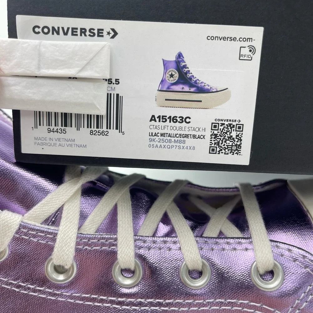 Converse Metallic Lavender Platform High-Top Sneakers